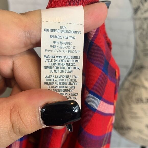 Old Navy Women Red Long Sleeve Button-Down Shirt XS - Picture 7 of 8